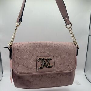 NWT light pink embossed Juicy Couture shoulder bag with crossbody strap and coin